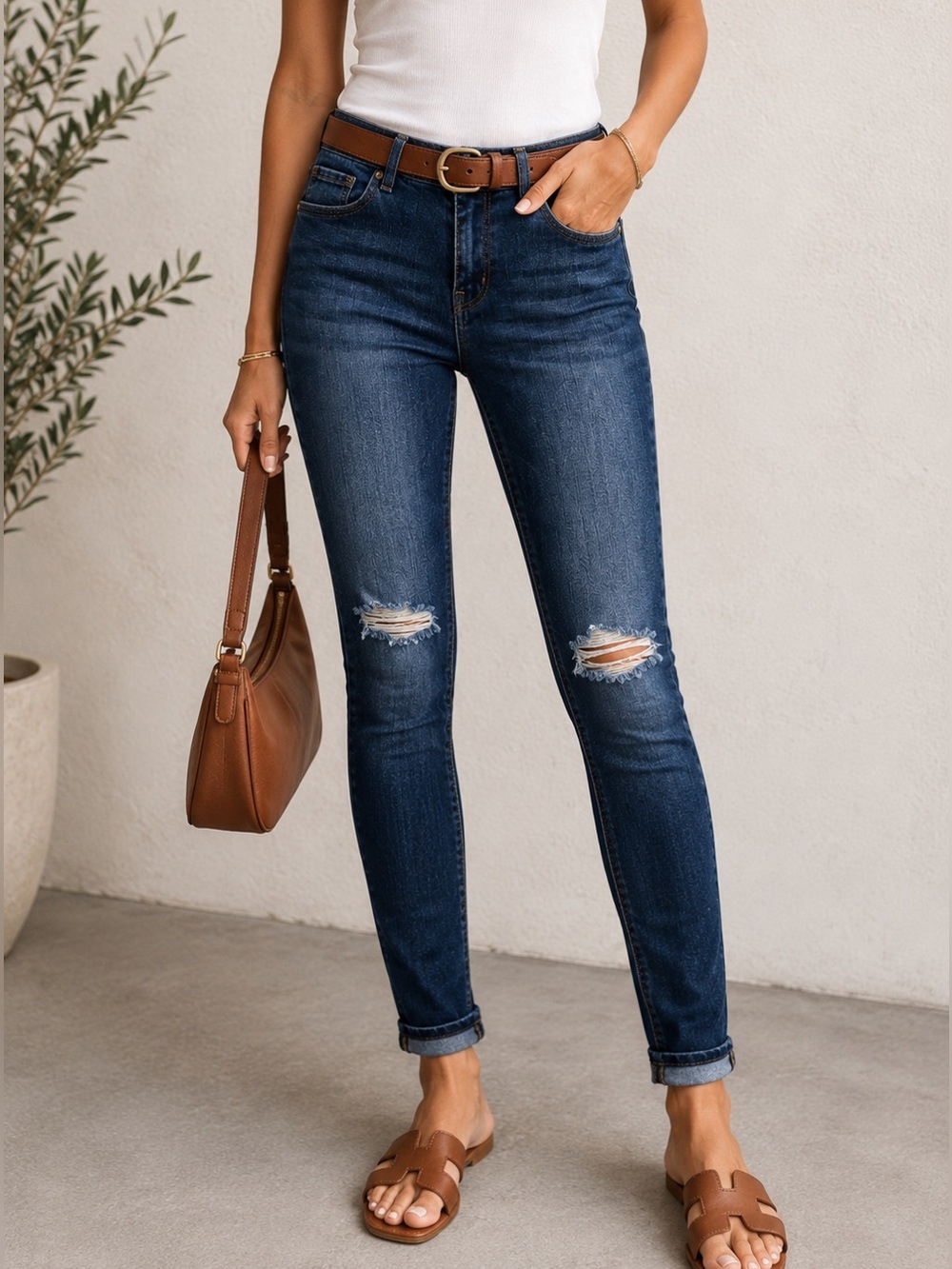 Souni Style Jamie Comfort Stretch Skinny Jeans Size 10 Distressed Ankle